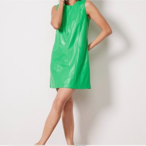 Amanda Uprichard New York Harlow Faux Leather Mini Dress in Green Size M - Picture 2 of 16